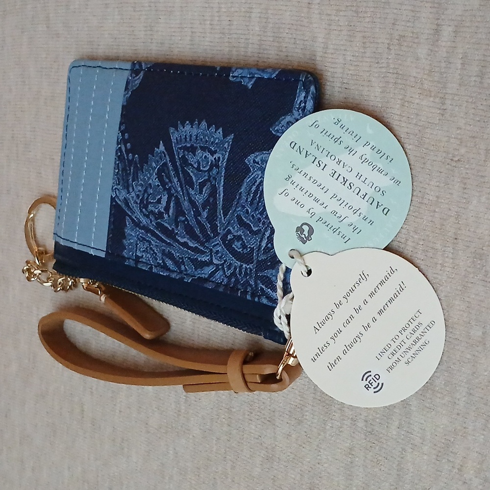 Spartina 449 Navy Floral Pouch with Tan Strap - Picture 3 of 4